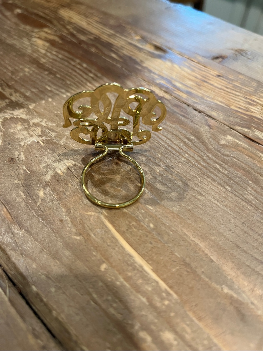 Vintage Scarf Clip Gold Monogram Scarf Clip - Picture 6 of 9